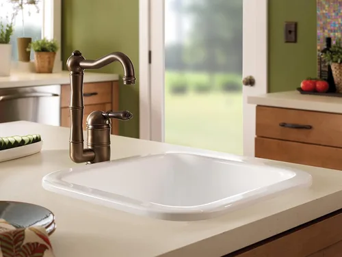Miniatura 7 de Rohl 5927-68 FIRECLAY Fregaderos de cocina, 17-7/8 pulgadas de ancho por 17-1/2 pulgadas de profundidad por 9 pulgadas de alto, Pergame (68)