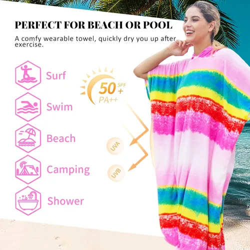 Miniatura 5 de Catalonia Poncho absorbente de surf para hombres y mujeres, poncho de cambio de toalla de secado rápido, poncho de toalla con capucha para adultos