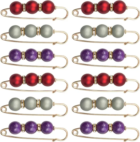 Miniatura 7 de ELANE Alfileres decorativos para ropa, broches de perlas, tensores de cintura para pantalones, pasadores de seguridad decorativos grandes para ropa