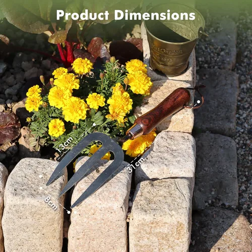 Miniatura 5 de RESTMO Tenedor de mano de jardinería resistente, tenedor de mano grueso para plantar o quitar plantas, girar el suelo, desmalezar y cultivar