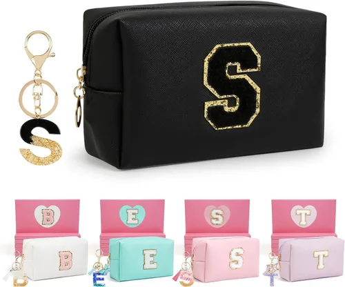 Miniatura 50 de AIBFRID 2 piezas de bolsas de maquillaje iniciales para mujeres, regalos de cumpleaños para niñas de 4 5 6 7 8 9 10 11 12 años, bolsas de cosméticos
