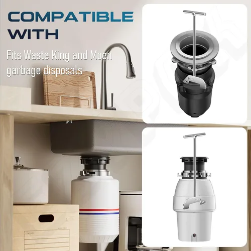 Miniatura 3 de Llave de desatascamiento para triturador de basura compatible con Waste King y Moen, herramienta de llave de eliminación de basura universal