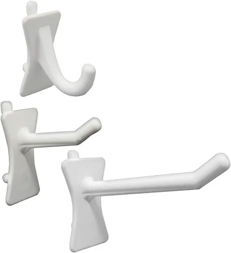 PegPro® J, Kit de ganchos de 1", 2" para tablero de clavijas estándar de "fibra de madera" – Ganchos duraderos de plástico para tablero de clavijas