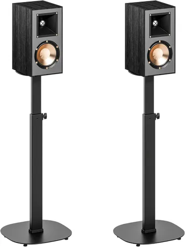 Pegzone Par de soportes para altavoces de altura ajustable de 28.6 a 46.1 pulgadas, capacidad de 22 libras, soportes de altavoz de estantería para