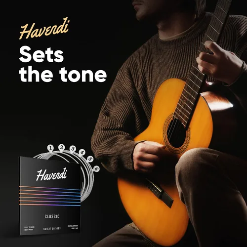 Miniatura 7 de HAVENDI® Cuerdas de guitarra para guitarra clásica - cuerdas brillantes de calidad de sonido hechas de nailon para guitarra clásica revestidas