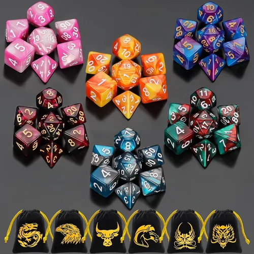 Miniatura 11 de QMay DND Juego de Dados - 25x7 (175 piezas) Dados Poliédricos Compatibles con Dungeons and Dragons D&D RPG MTG Juegos de Mesa. 25 juegos de 7 dados