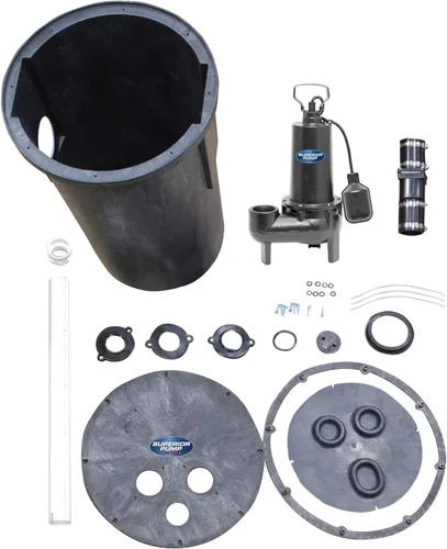 Miniatura 2 de Superior Pump 93015-U Bomba de aguas residuales de hierro fundido con interruptor flotante amarrado y kit de bacia, 1/2 HP, Negro