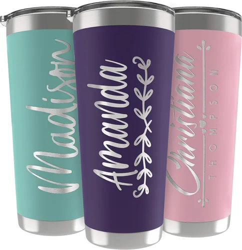Miniatura 16 de Regalos personalizados para hombres – 20 onzas – Vasos personalizados con tapa, azul cielo, tazas de café de viaje aisladas, juego de popote