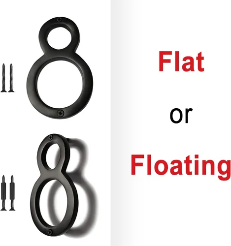 Miniatura 8 de NACH Números de casa flotantes, números de casa negros de aluminio de 8 pulgadas para exteriores, número 8, números de puerta con accesorios