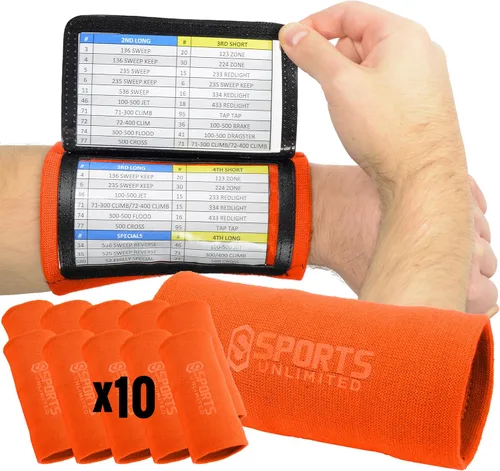 Miniatura 20 de Sports Unlimited Banda Instructora Triple para Adultos, Muñequeras de Fútbol para Jugadas, Muñequeras de Béisbol, Bandas de Brazo QB Negro