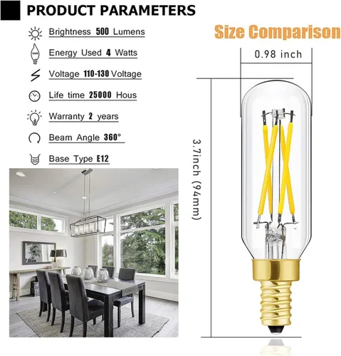 Miniatura 3 de Leools Bombilla LED E12 equivalente a 4 W E12, bombilla de candelabro de 40 W, luz blanca diurna 4000 K, AC120 V, 500 lm, regulable, T6 T6.5 B11, 4