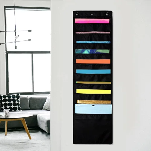 Miniatura 6 de Organizador colgante, almacenamiento de papel de 12 x 12 pulgadas, soporte de vinilo de bolsillo profundo, para cartulina, álbum de recortes, papel