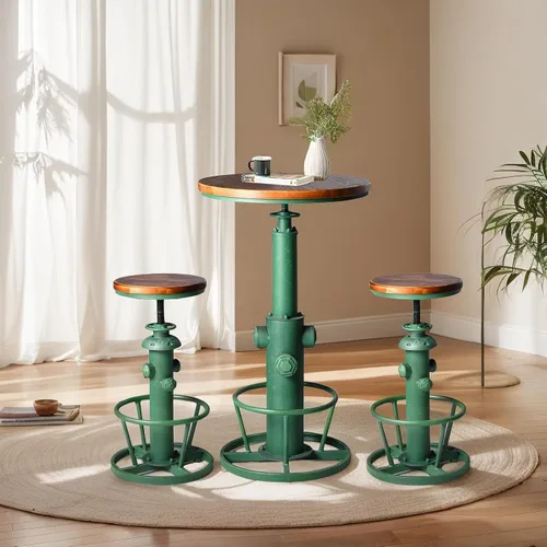 Miniatura 4 de Mesa de bar estilo bistró, estilo vintage, redonda, mesa de centro industrial, mesa de desayuno para 2-3 personas, 38.6-44.4 pulgadas de altura