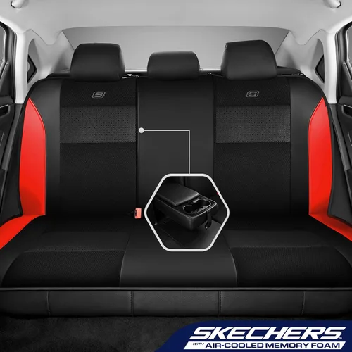 Miniatura 2 de Skechers Fundas de asiento de espuma viscoelástica y refrigeradas por aire, cuero premium con malla EVA, fundas de asiento de automóvil
