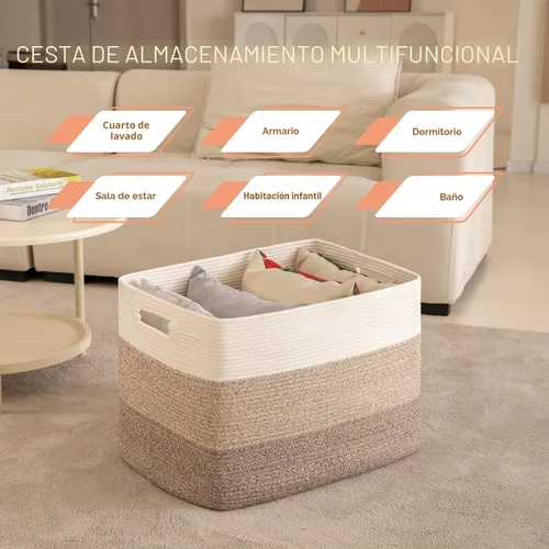 Miniatura 6 de OIAHOMY Cesta de manta súper grande de 108L, 25 x 16 x 16 pulgadas (108 litros), cestas tejidas rectangulares para almacenamiento, canasta de cuerda