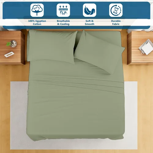 Miniatura 120 de Shreem Linen Olympic - Juego de sábanas tamaño Queen de 66 x 80 pulgadas, 100% algodón egipcio, juego de ropa de cama de 4 piezas, se adapta a Azul