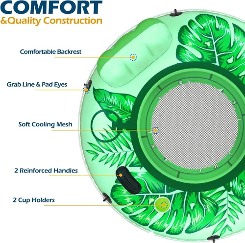 Miniatura 6 de Jasonwell Flotador inflable de tubo de río, flotador de río resistente, flotadores de piscina para lago, tubos de agua de primera calidad para Verde
