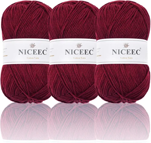 Miniatura 28 de NICEEC Hilo de algodón suave de 3 madejas, 5 capas, mezcla de algodón, suave y resistente, hilo para ganchillo y tejido, manualidades de bricolaje