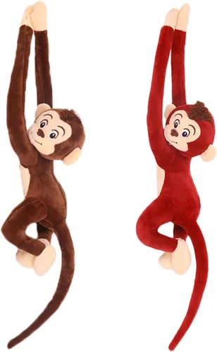 Miniatura 7 de zhidiloveyou 2 piezas de mono de peluche colgante de peluche lindo mono de juguete para niños adultos, 27.6 pulgadas Marrón oscuro+marrón claro