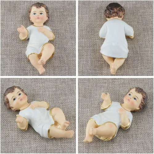 Miniatura 3 de Figurilla de resina del Niño Jesús en tela sagrada - Estatua coleccionable de la Natividad y regalos de fe sagrada (2.4 pulgadas)