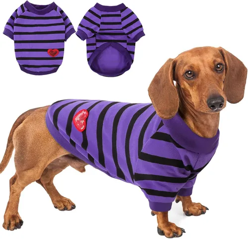 Miniatura 32 de Camiseta a rayas para perros y gatos, chaleco de algodón para primavera, verano, para mascotas, adecuada para mascotas pequeñas y medianas y Amarillo