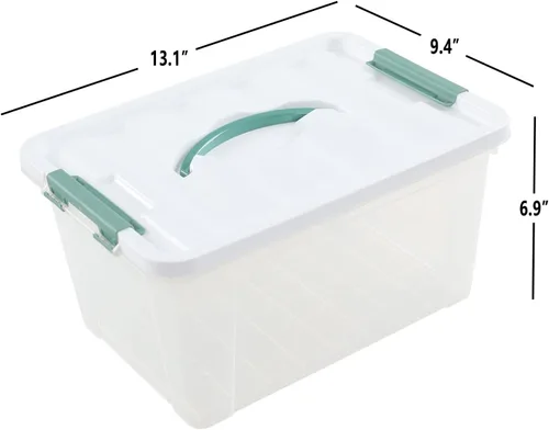 Miniatura 4 de Caja de plástico de 14 cuartos de galón con asas, contenedores de almacenamiento transparentes, juego de 6