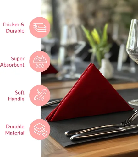 Miniatura 5 de Prestee Servilletas rojas para mesa, desechables, toallas de mano de papel suaves y absorbentes para cenas y todo tipo de eventos, servilletas