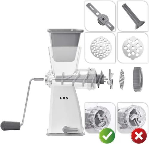 Miniatura 4 de LHS Picadora manual de carne con cuchillas de acero inoxidable, resistente y potente base de succión para uso doméstico rápido y sin esfuerzo