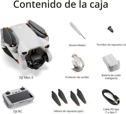Miniatura 8 de DJI Mini 3 (DJI RC), drones ligeros con cámara para adultos 4K con cardán mecánico de 3 ejes, tiempo de vuelo de 38 minutos, transmisión de video