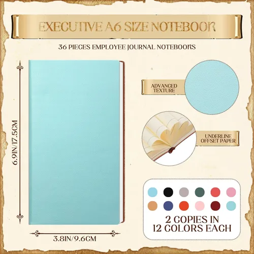 Miniatura 2 de Kosiz 36 cuadernos de bolsillo a granel de 4 x 7 pulgadas, pequeños cuadernos con forro de cuero, mini bloc de notas a rayas para escribir 200