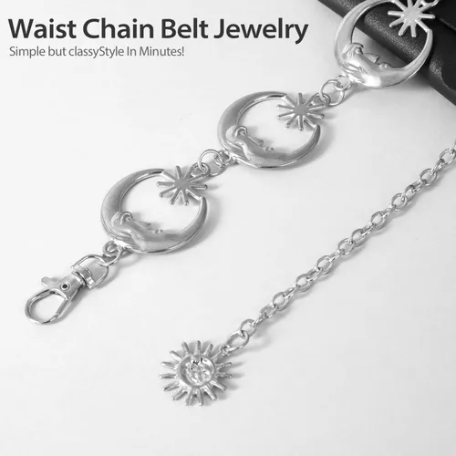 Miniatura 7 de FIORETTO Cinturón de cadena para mujer, cadena de metal para mujer, cadena multicapa para vestido