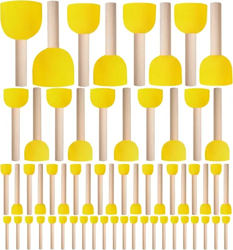 Miniatura 13 de Paquete de 53 pinceles de esponja para pintura, pinceles de pintura lavables, juego de pintura para niños pequeños, rodillo de espuma de aprendizaje
