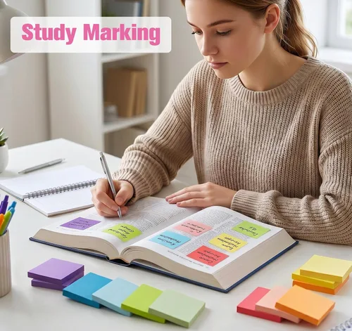 Miniatura 6 de Agoer 2 notas adhesivas pequeñas de 1.5 pulgadas, 100/blocs x 24 blocs de notas de colores, 12 notas autoadhesivas de colores brillantes, notas 24