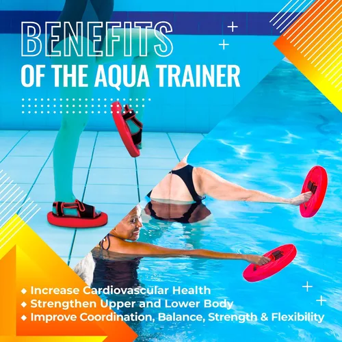 Miniatura 6 de Sunlite Sports Aqua Trainer 2 en 1 - Paleta de resistencia para manos y pies, juego de aeróbicos acuáticos para piscina, ejercicio acuático
