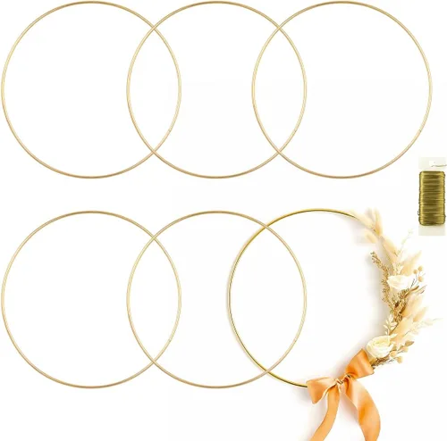 Miniatura 8 de Paquete de 8 anillos de metal para manualidades, anillos de macramé de 18 pulgadas, suministros de atrapasueños, centros de mesa circulares de aro