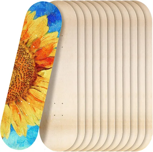Honoson 12 tablas de patineta en blanco a granel de 32 x 8 pulgadas, 7 capas de madera de arce liso, patineta de madera natural de doble cola para