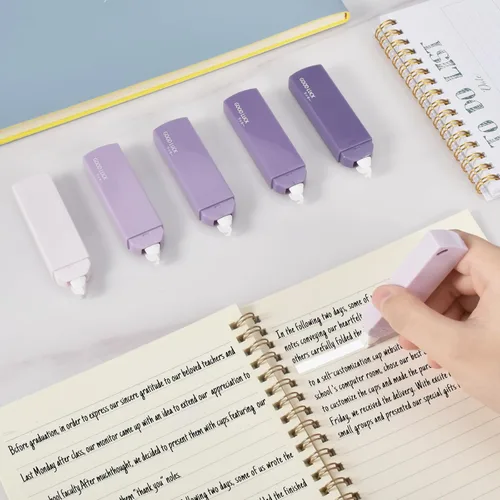 Miniatura 5 de Temiary 6 unidades de mini cintas correctoras blancas, secado rápido y suave para sacar, estéticas y lindas, juego de cintas correctoras fáciles