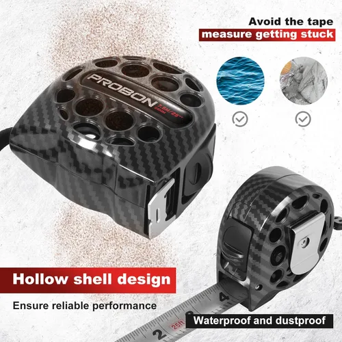 Miniatura 4 de Cinta métrica negra 25FT/7.5M de acero inoxidable con escala de doble cara, impermeable, retráctil, cinta de medición práctica para construcción