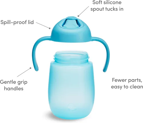 Miniatura 3 de Munchkin Simple Clean Trainer Vaso Entrenador Sippy Cup con Asas, 6+ Meses, 7 Onzas, Azul/Verde