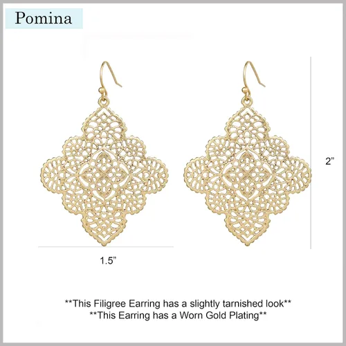 Miniatura 5 de POMINA Aretes colgantes de filigrana celta floral dorada, bohemios, modernos, geométricos, para mujer
