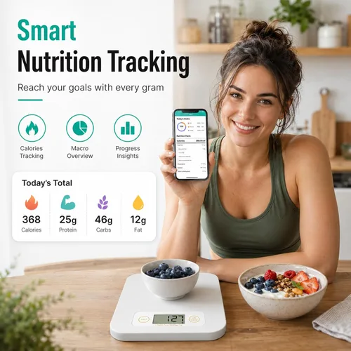 Miniatura 5 de URAMAZ Báscula de alimentos con calculadora nutricional, báscula digital de alimentos para báscula de cocina gramos y onzas, báscula inteligente