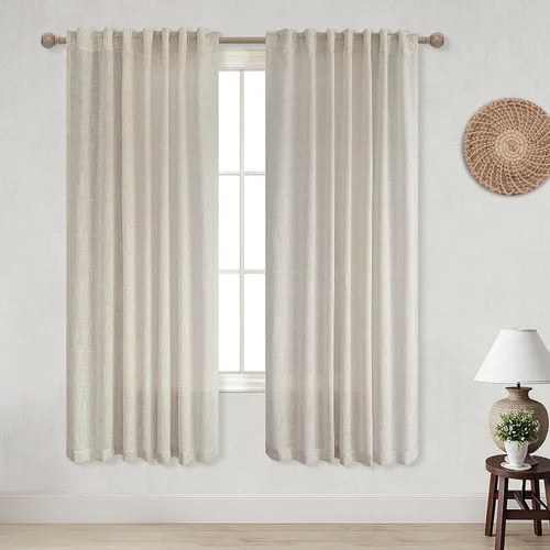 Miniatura 19 de KOUFALL Cortinas de lino azul marino de 84 pulgadas de largo, cortinas transparentes azul oscuro para sala de estar y dormitorio, medianoche