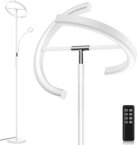 Miniatura 13 de SIBRILLE Lámpara de pie LED para sala de estar - Lámpara de pie moderna con luz de lectura, control táctil remoto, luz de pie regulable Negro