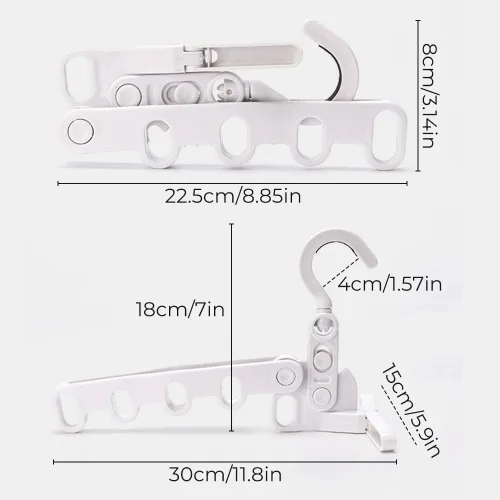 Miniatura 5 de 4 perchas plegables de viaje, colgador de ropa plegable portátil con 5 agujeros, colgador de ropa montado en la pared, estante de secado plegable