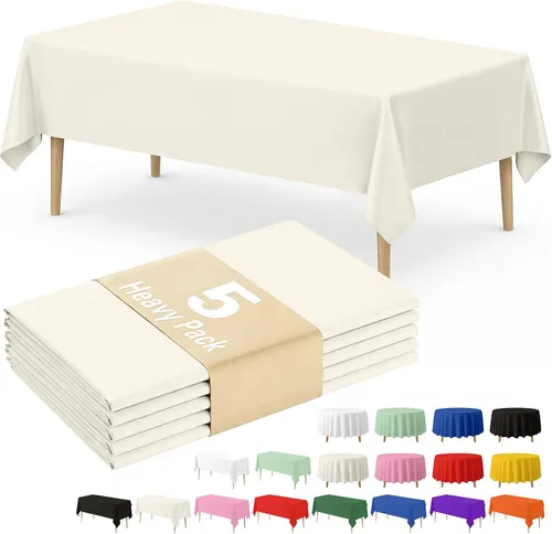 Miniatura 20 de Fixwal Mantel de plástico negro desechable de 54 x 108 pulgadas, mantel rectangular impermeable, paquete de 5 para graduación, decoración de fiesta