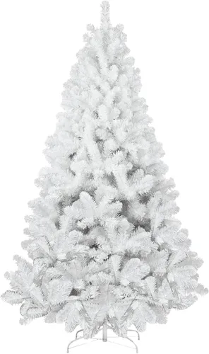 Miniatura 8 de Árbol de Navidad blanco de 4 pies, campo de nieve artificial, abeto Douglas, decoración de fiesta de Navidad, fácil de limpiar y montar, base