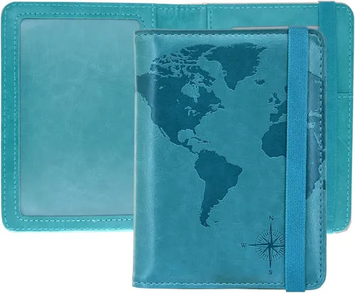 Miniatura 25 de Kandouren - Funda para pasaporte con bloqueo RFID, cartera para pasaporte para hombres y mujeres, el mejor regalo para viajeros, tarjetas de crédito