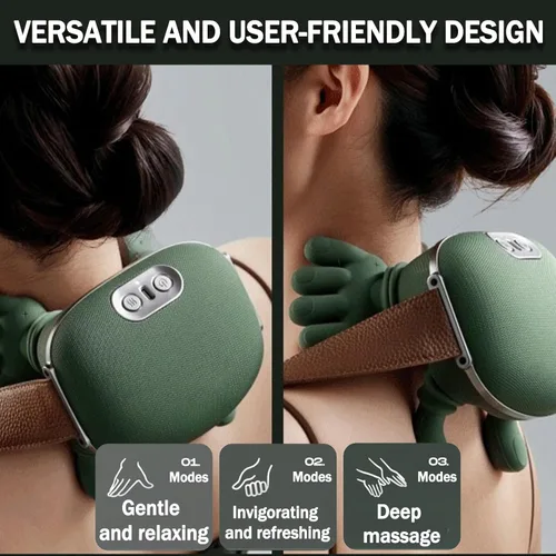 Miniatura 4 de Handiva Massager-Handiva Electrlc Masajeador cervical de cuello con calefacción, escaleno y relajación de hombros que parece una mano (verde musgo)