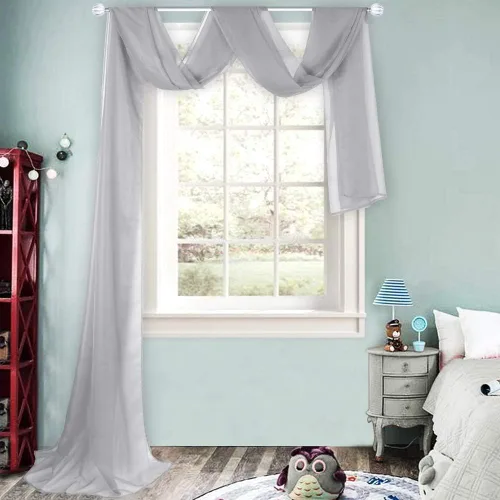 Miniatura 8 de HUTO Cenefas de cortina de gasa transparente blanca para habitación de niñas, bufandas de gasa suave para boda, fiesta, toldo, cama, 216 extra largas