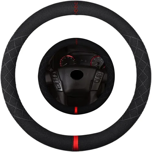 Miniatura 22 de Funda de volante de ante K LAKEY, compatible con Dodge Avenger Grand Caravan Challenger Charger, cubierta de volante deportiva antideslizante